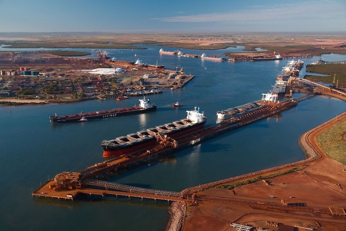  호주 최대의 철광석 수출항만인 Port Hedland에 기항한 케이프사이즈 벌크선들. 사진 : Pilbara Ports Authority